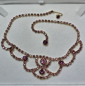 Women's Pink Crystal Necklace - Unbranded Gold-Tone Statement Jewelry